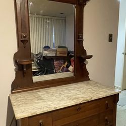 Antique Dresser And Mirror 