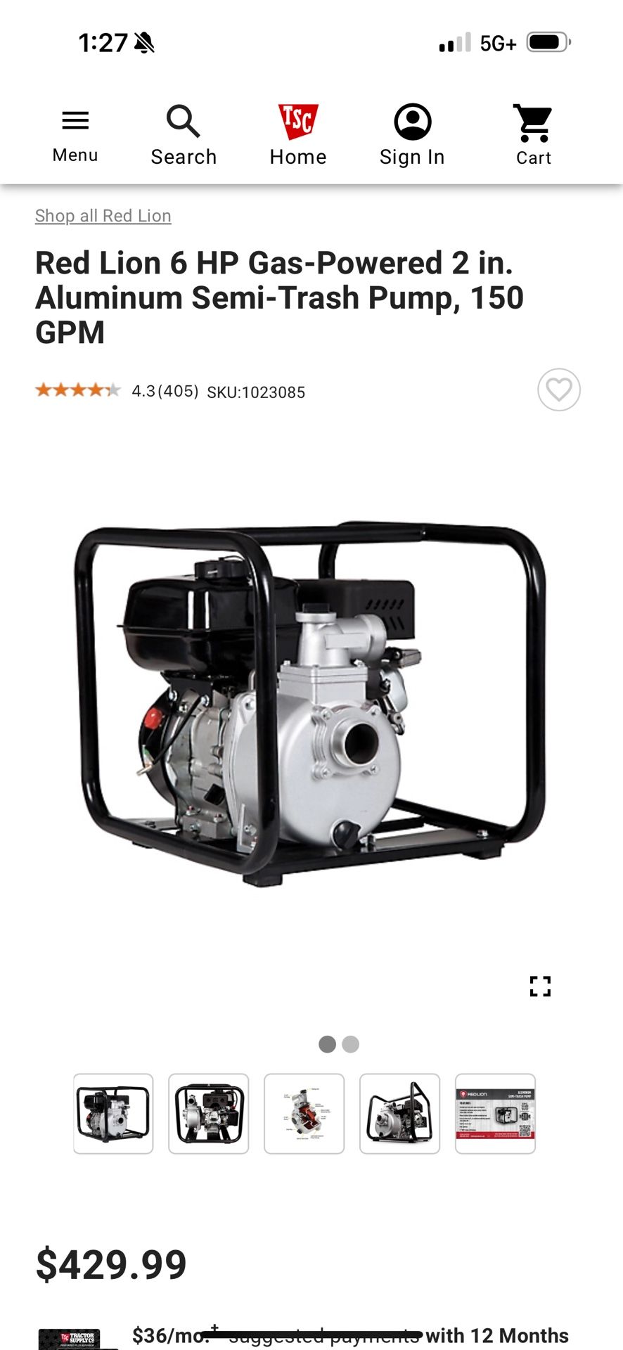 Water Pump Red Lion Used Very Good Pump No Hose Or Adapters For It $220 FirmThe Other One Still In Box New Open Box