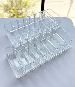 2 set of Acrylic Plastic Makeup Blush Bronzer Highlighter Organizer