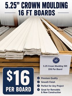 5.25" Crown Moulding 16 ft Boards