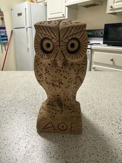 AOE Greece Owl Statue Handmade of porous Stone #14