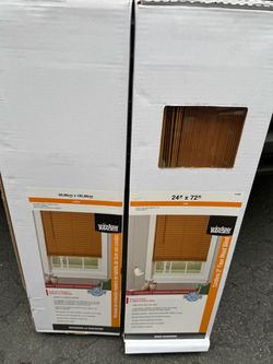 Window Images Cordless 2" Faux Wood Blinds – Oak 24"x72"