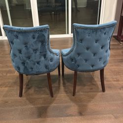 Two Blue Dining Chairs