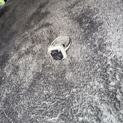 Size 10 CZ Sterling Silver Green/Purple statement Ring