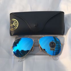 Blue Mirror Lenses Aviator 3025 Sunglasses 