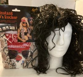 Instant 80s Rocker Costume Kit with Wig