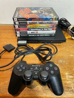 Ps2 Slim Console SCPH-90001 Bundle 6 Games 1 Controller 1 Memory Card Tested