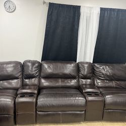 Reclining sofa 3 seater sectional with 2 cupholder ,1 single recliner chair