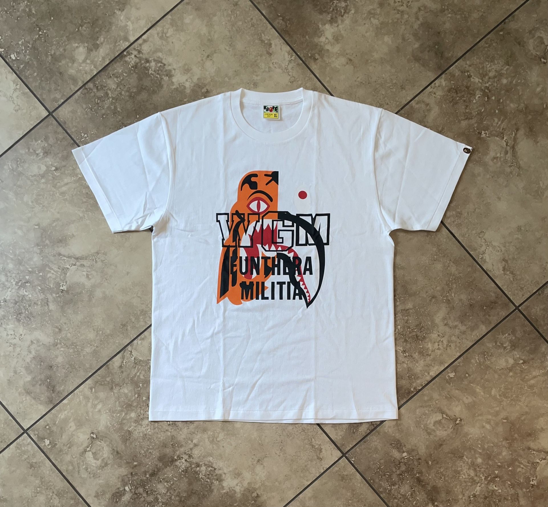 BAPE Tiger Shark Tee White Size XL