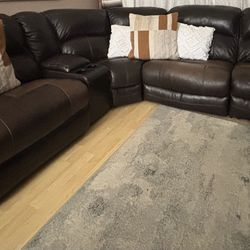 Brown Leather Sectional 