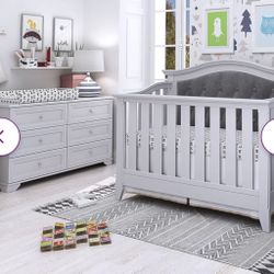 4 In 1 Convertible Nursery Set Gray Colour 