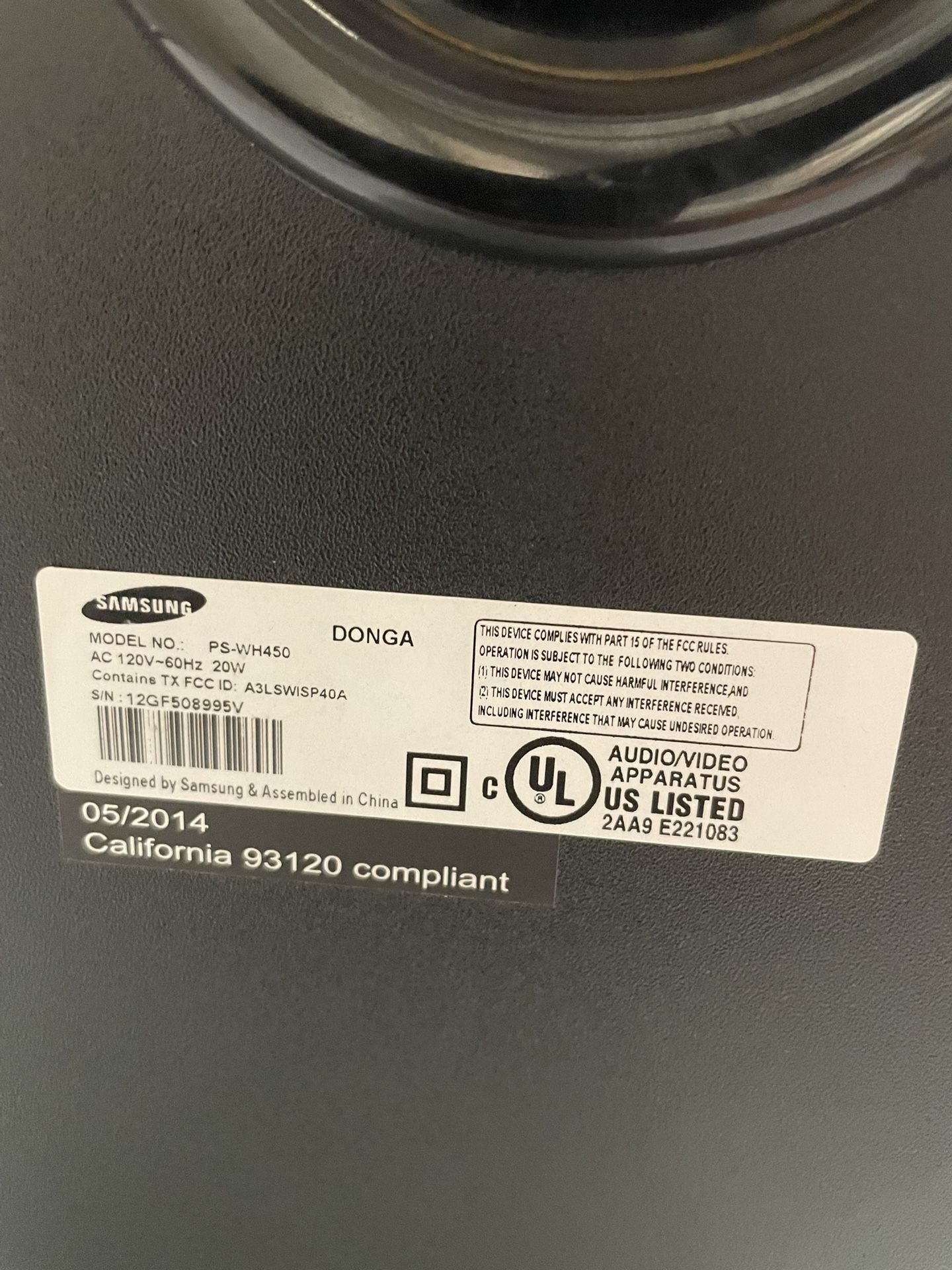 Samsung PSWH450 Wireless Bluetooth Active Subwoofer for Sale in Boca