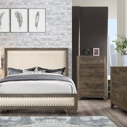 New Queen Size Four-piece Bedroom Set With Dresser Mirror Nightstand Without Mattress And Free Delivery