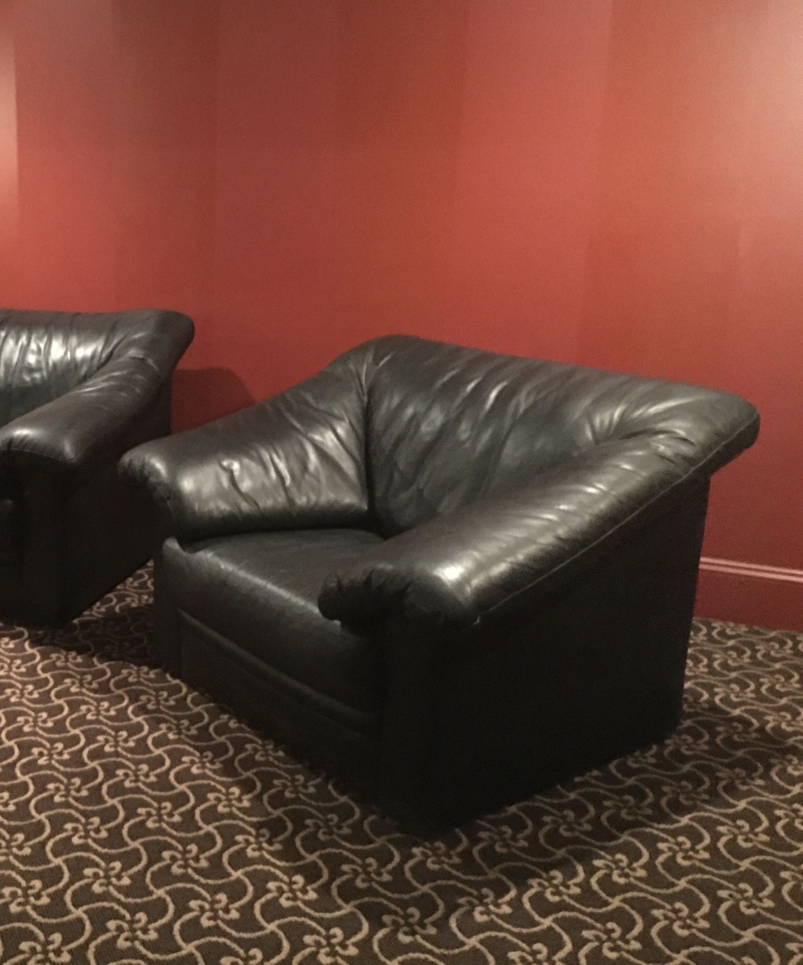 Black Leather Chair & Ottoman