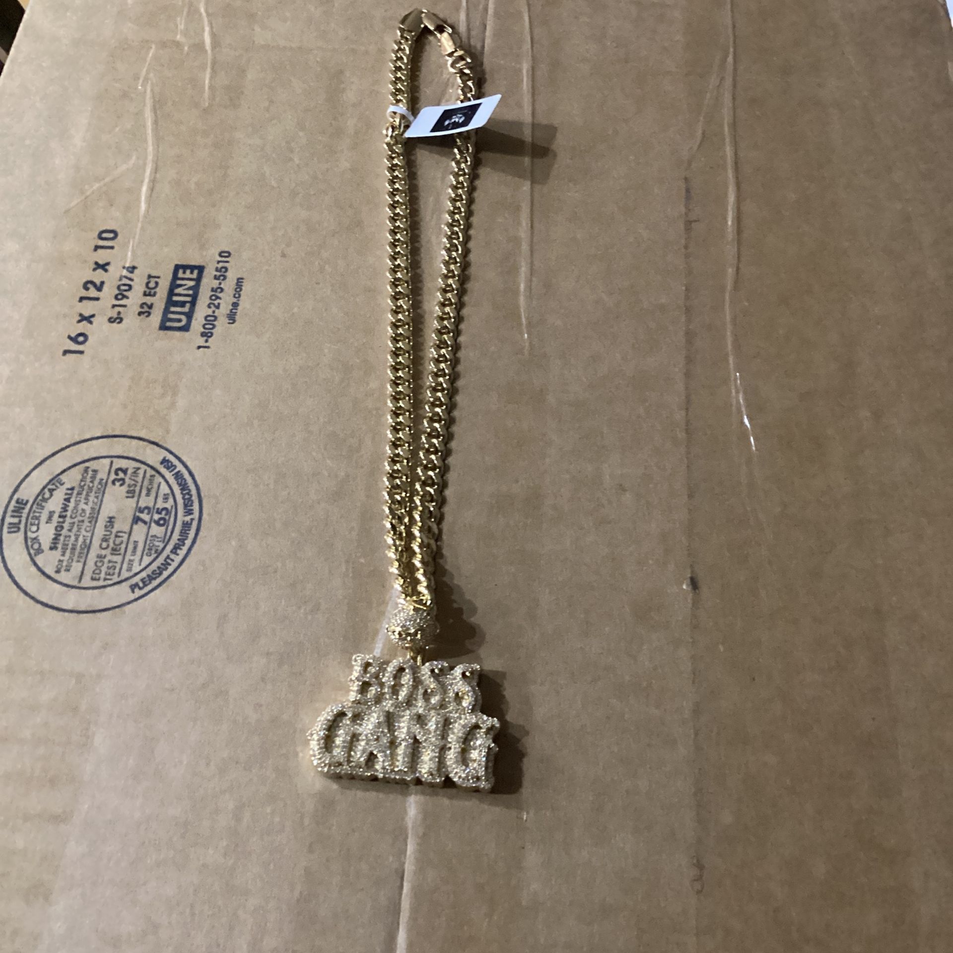 14k Gold Filled Chain With Boss Gang Pendant
