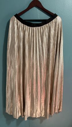 Metro Wear Elastic Skirt XL Long Shimmer Metallic Pleated Gold Skirt Style