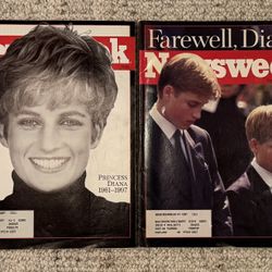 Pair Of Princess Diana Collectible Newsweek Magazines