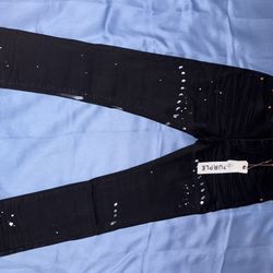 Purple Jeans Black And White Print 