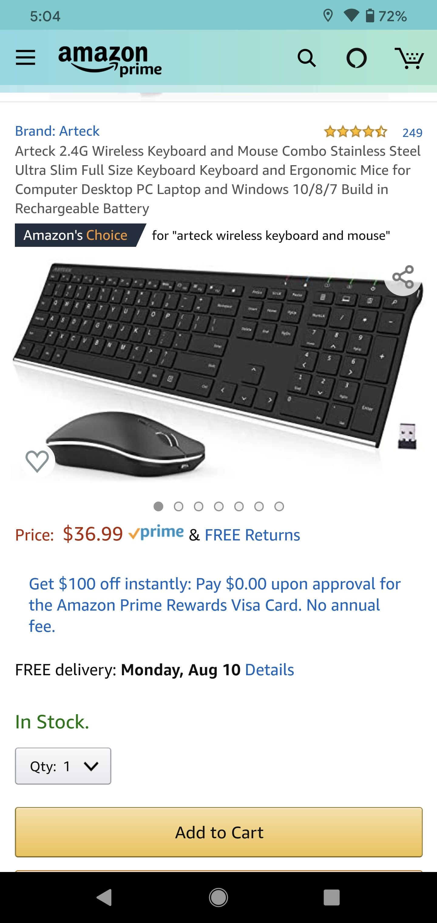 USB wireless mouse and keyboard