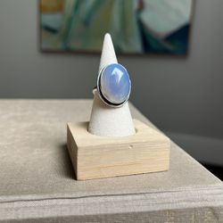 Adjustable Blue Chalcedony Gemstone Ring ( firm on price )