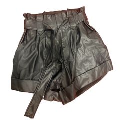 Abercrombie & Fitch Women's Vegan Leather Tailored Shorts Bk