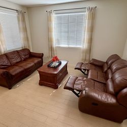 Two Couches And Coffee Table With Wheels 