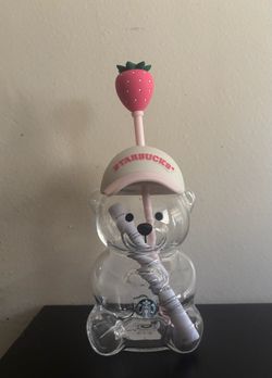 Starbucks Bearista Pink Bear Glass Tumbler