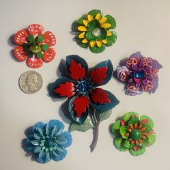 Enamel Flower Brooch Lot