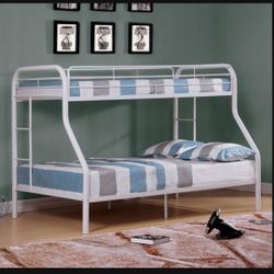 Twun/full Size White Bunkbed W Orthopedic Mattress 