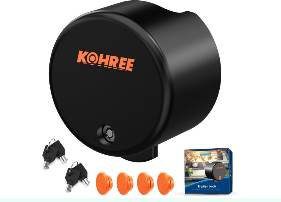 Kohree Trailer Lock, Heavy Duty Trailer Coupler Lock Fits 2 5/16-Inch, 2" Couplers, Trailer Hitch Locks Trailer Tongue Lock Durable Structural Steel S