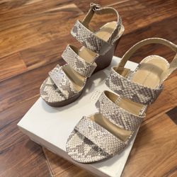 14th & Union Narissa-PU Snake Print Wedge Sandals