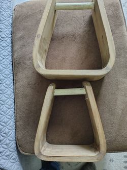 (2) Wooden Stirrup Shelves for Home Decor