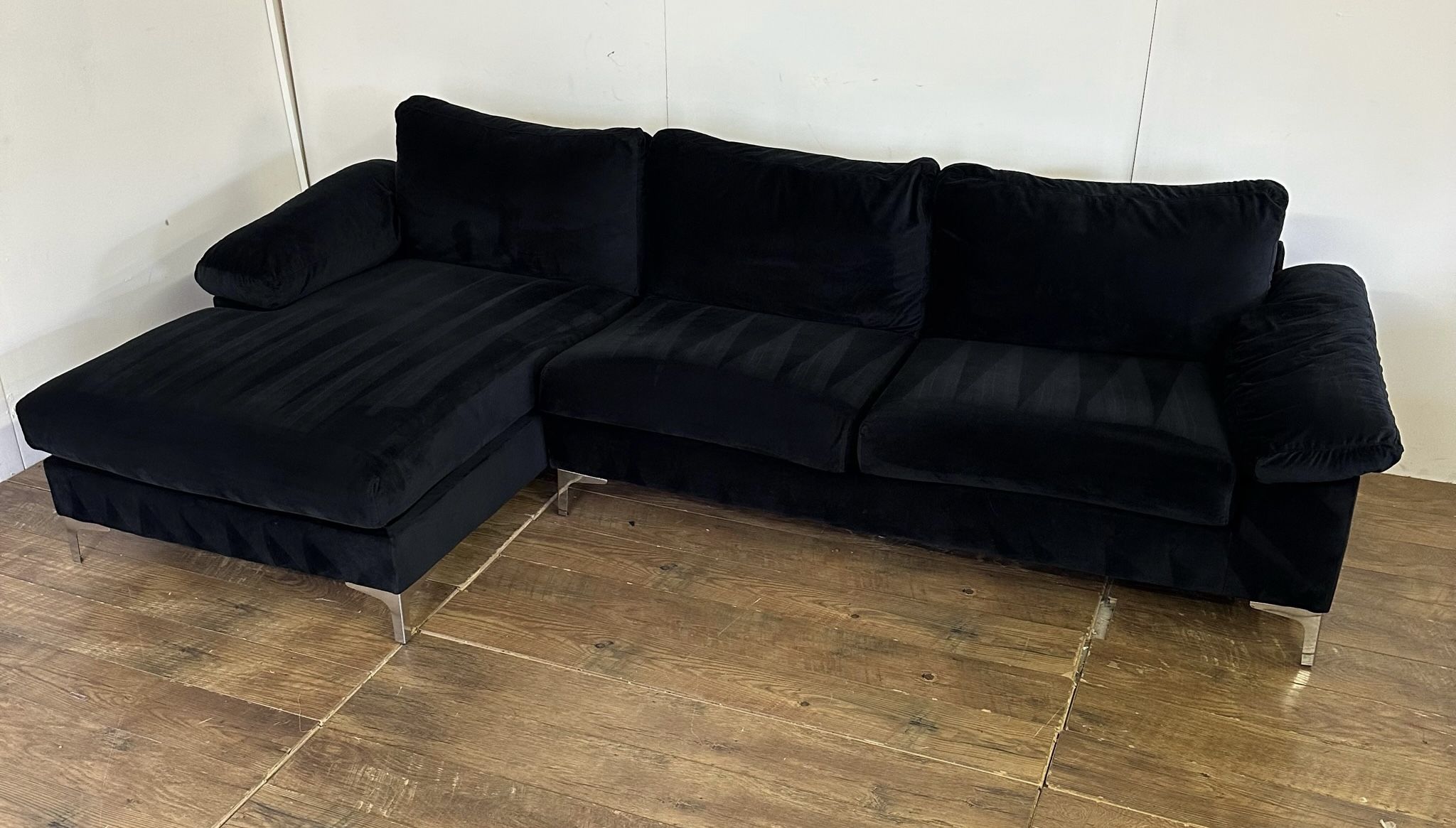 Black Velvet Sectional Couch