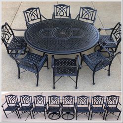 Gensun Grand Terrace 8 Seat Outdoor Patio Furniture-80x60in Geo Table - Outdoor Patio Furniture Store