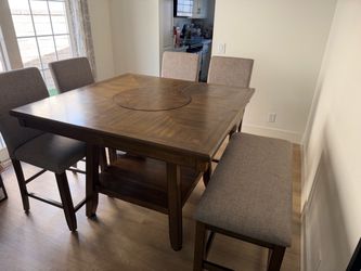 Counter Height Dining Table Set with Chairs and Bench