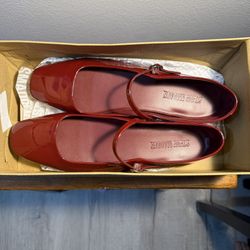 Steve Madden Burgundy Red Patent Leather Mary Jane Flats (8.5)