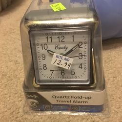Equity 20080 Quartz Folding Travel Alarm Clock with Luminous Hands and Dots