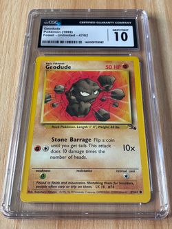 1999 Pokémon Fossil Geodude CGC 10 Gem Mint Vintage WOTC Slab