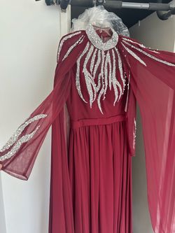 Burgundy cape Gown