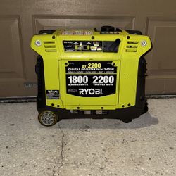 Ryobi Ryi2200 Digital Inverter Generator Running 1800 Starting 2200 Watts 120V / 60Hz Rated Amperage: 15 Amp AC, 7.5 Amp DC 106cc OHC 4 Cycle