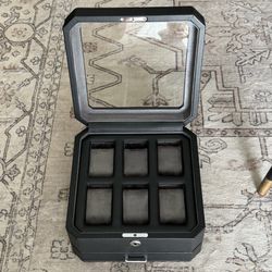 Rothwell 6 Slot Leather Watch Box w/ Valet Drawer and Microsuede Liner