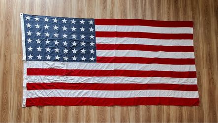 Vintage 48 Star American Flag 5x9 Ft Sewn Applique Stars Stripes Grommets