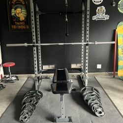 Cage With Weights Bench And Pull Up Bar Squat 