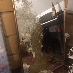 Antique Asian Art Mirror 