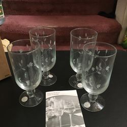 Princess House, Pedestal Glasses “Princess Moderna” Set of 4, 16Oz. 