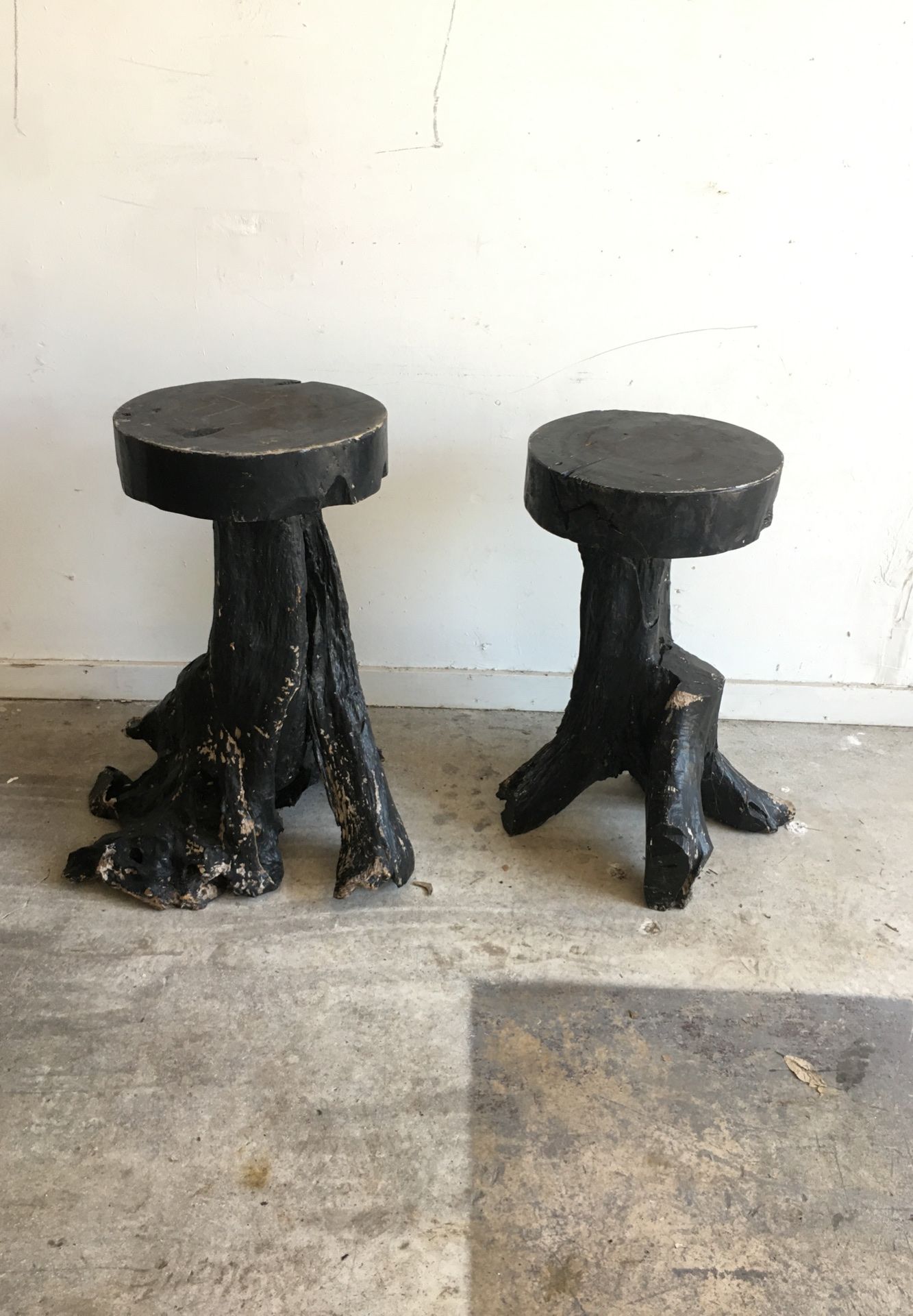 Teak Pedestals- $175 for Pair Painted Wooden Pedestals- Heavy-Cool Find! Little Haiti Warehouse Liquidation-Bryce LeVan Cushing Liquid