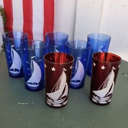 7 Vintage Glass Tumblers 