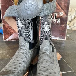 Botas Mexicanas  /mexican Boots  Ostrich Charcoal Color 