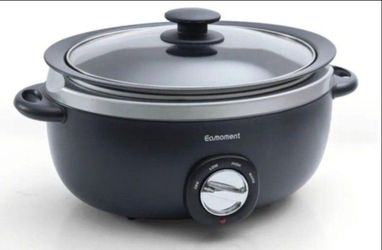 Eamoment Slow Cooker 6+ Quart Black Uniform Heating,Non Stick Pot,Aluminum,6.5Qt