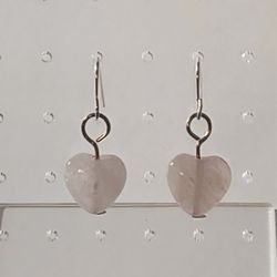 Rose Quartz And Silver Heart Earrings